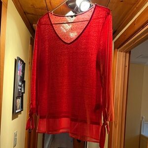 Zac & Rachel Vibrant Red V-Neck Blouse
